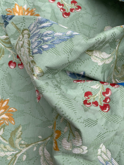 35 Berkbox101 Square Jacquard by Scalamandre Artemisia Turchese Green Fruits Floral Botanical Foliage MSRP USD300+/y