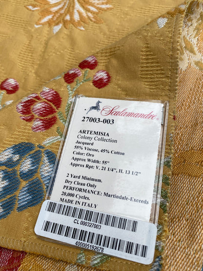 36 Berkbox101 Square Jacquard by Scalamandre Artemisia Oro Yellow Fruits Floral Botanical Foliage MSRP USD300+/y