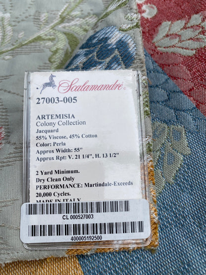 37 Berkbox101 Square Jacquard by Scalamandre Artemisia Perla Blue Fruits Floral Botanical Foliage MSRP USD300+/y