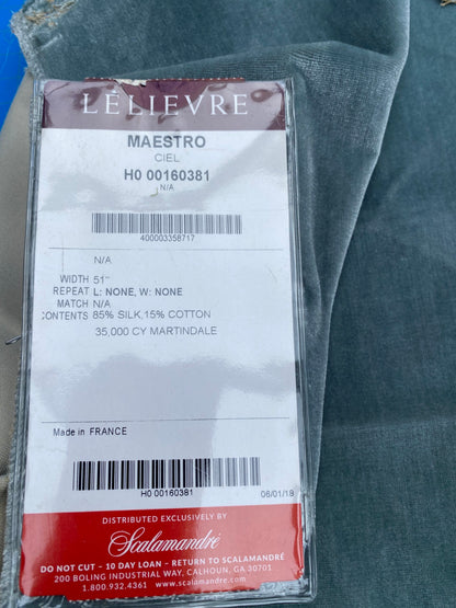 38 Berkbox101 Square Silk by Lelievre Maestro Ciel Blue Velvet Solid MSRP USD1628/y