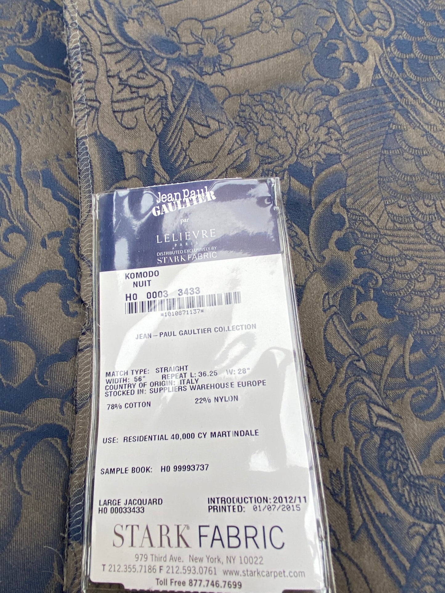 42 Berkbox101 Square Jacquard by Jean Paul Gaultier Komodo Nuit Blue Bird Animal Chinoiserie Graphic Scenic MSRP USD734/y