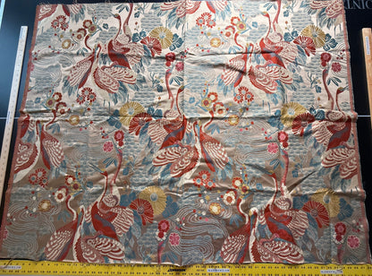 By Yard Kravet Kimono Inspired Oriental Crane Bird Haute Red Lampas MSRP USD 318/y