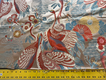 By Yard Kravet Kimono Inspired Oriental Crane Bird Haute Red Lampas MSRP USD 318/y