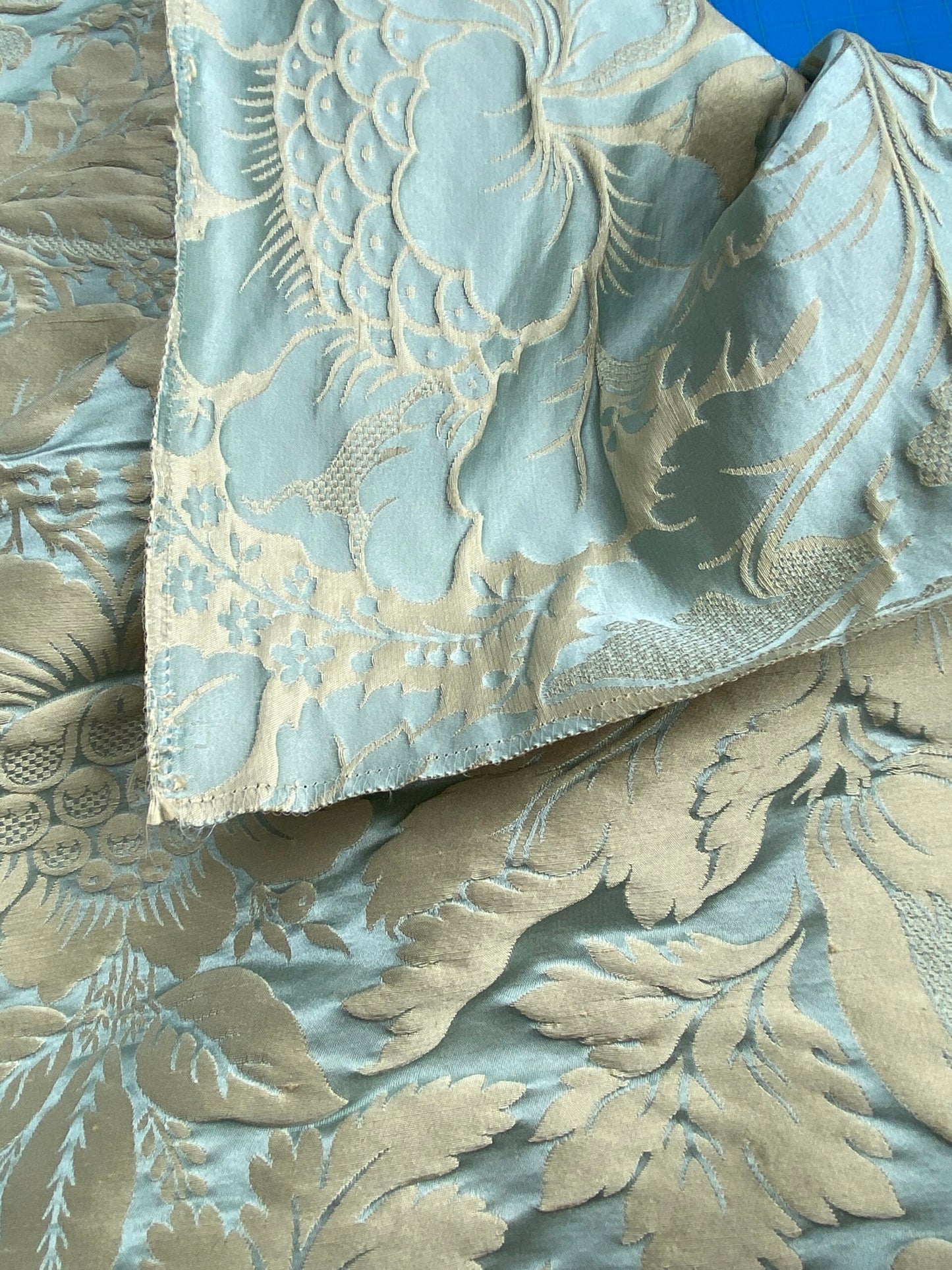 44 Berkbox101 Square Silk by Tassinari and Chatel Ventadour Bleu Blue Damask Floral Historic MSRP USD1758/y