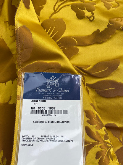 45 Berkbox101 Square Silk by Tassinari and Chatel Argenson Or Yellow Gold Damask Floral Historic MSRP USD 300+/y