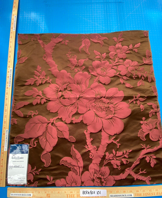 49 Berkbox101 Square Silk by Tassinari and Chatel Argenson Brun Deep Red Floral Botanical Foliage MSRP USD 1200+/y