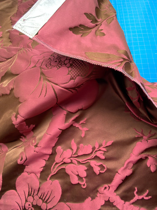 49 Berkbox101 Square Silk by Tassinari and Chatel Argenson Brun Deep Red Floral Botanical Foliage MSRP USD 1200+/y