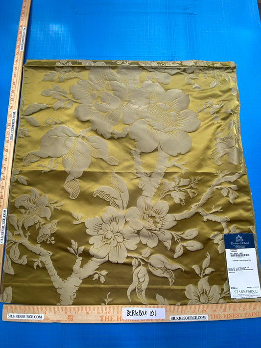 50 Berkbox101 Square Silk by Tassinari and Chatel Argenson Bronze Yellow Floral Botanical Foliage MSRP USD 1200+/y