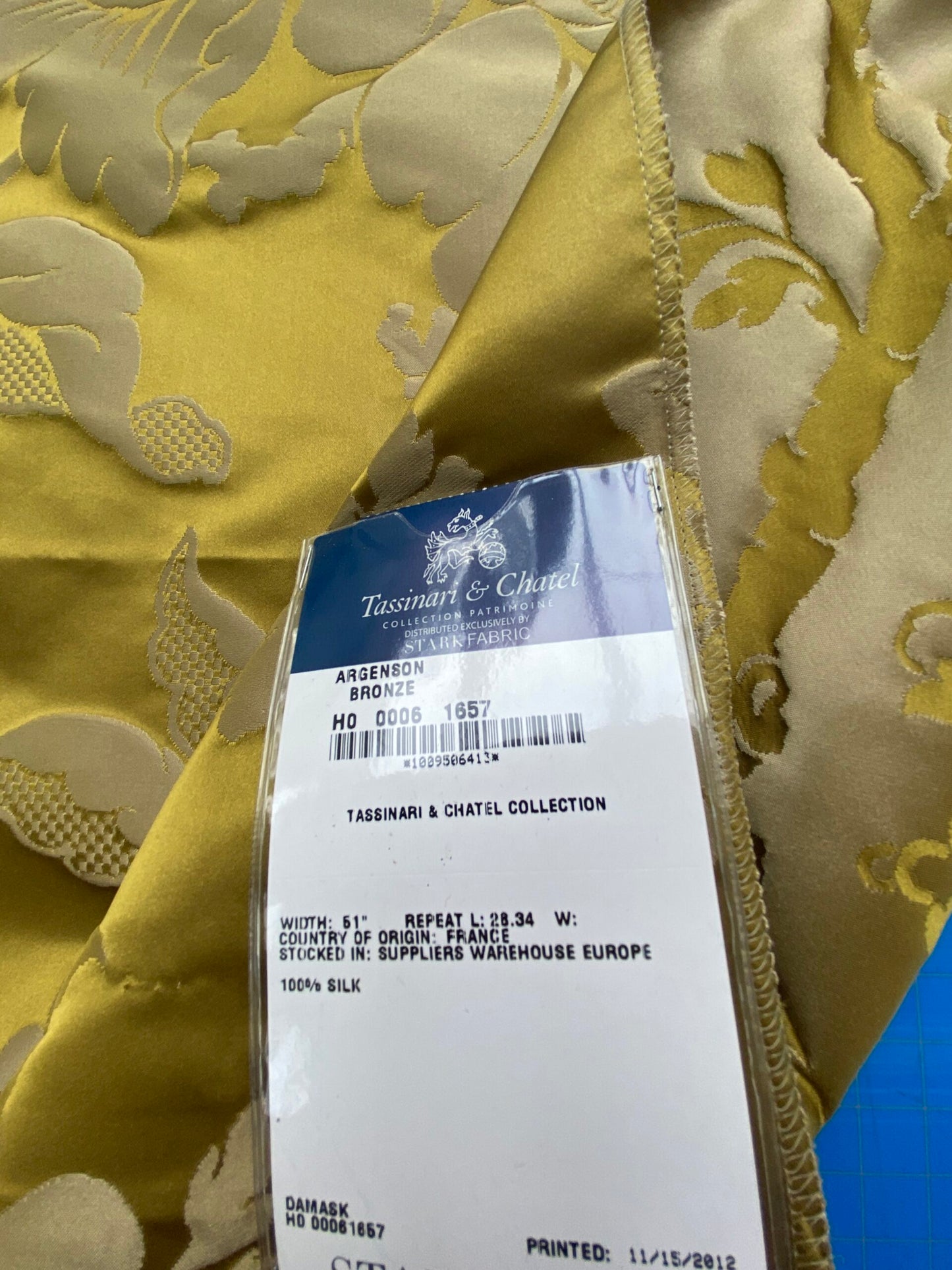 50 Berkbox101 Square Silk by Tassinari and Chatel Argenson Bronze Yellow Floral Botanical Foliage MSRP USD 1200+/y