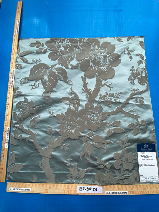 51 Berkbox101 Square Silk by Tassinari and Chatel Argenson Nattier Blue Floral Botanical Foliage MSRP USD 1200+/y