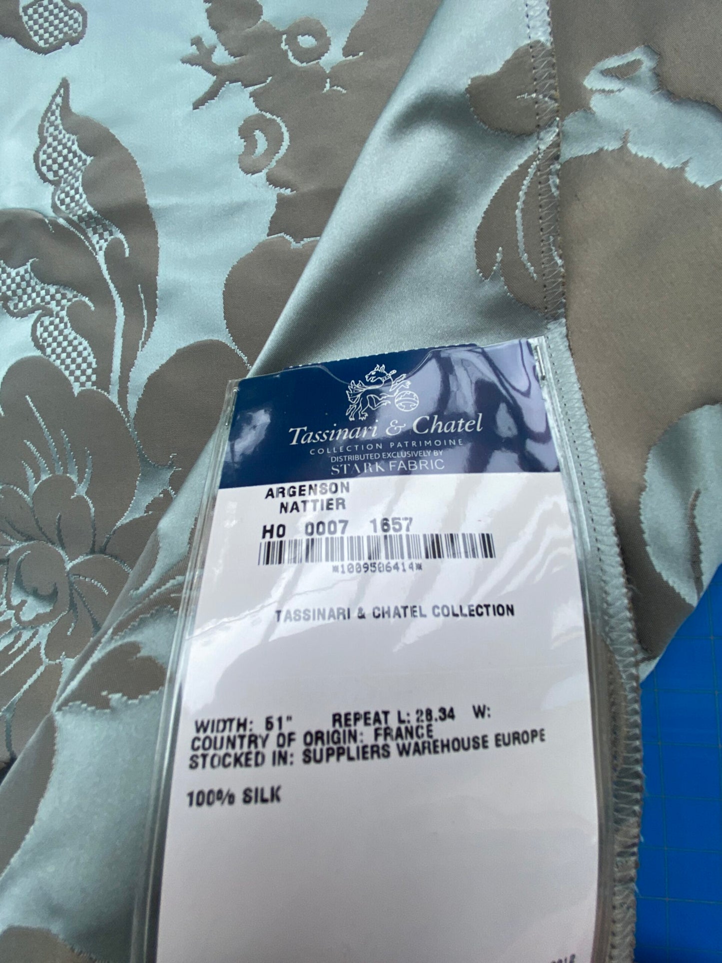 51 Berkbox101 Square Silk by Tassinari and Chatel Argenson Nattier Blue Floral Botanical Foliage MSRP USD 1200+/y