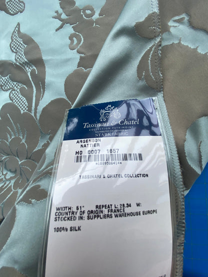 51 Berkbox101 Square Silk by Tassinari and Chatel Argenson Nattier Blue Floral Botanical Foliage MSRP USD 1200+/y