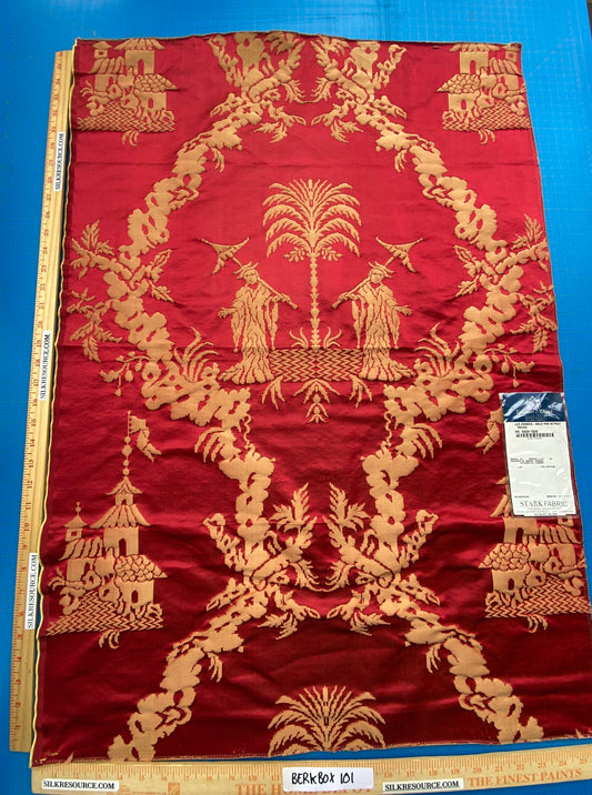 Berkbox101 Square Silky by Tassinari and Chatel Les Chinois Rouge Red Brown Damask Chinoiserie Historic MSRP USD 700+/y