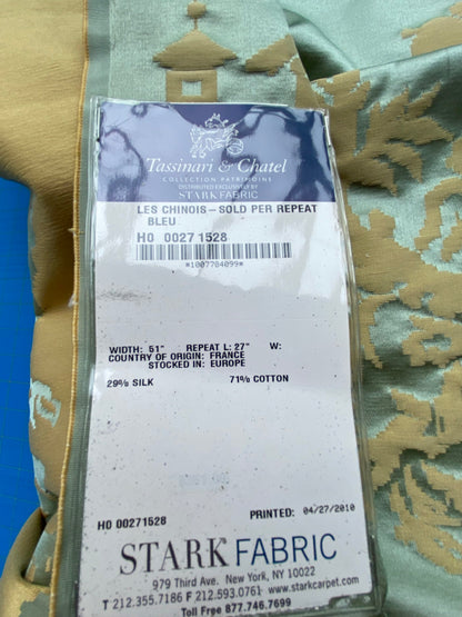 56 Berkbox101 Square Silky by Tassinari and Chatel Les Chinois Bleu Blue Damask Chinoiserie Historic MSRP USD 700+/y