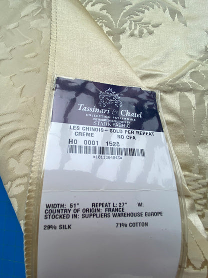 57 Berkbox101 Square Silky by Tassinari and Chatel Les Chinois Creme White Cream Chinoiserie Historic MSRP USD 700+/y