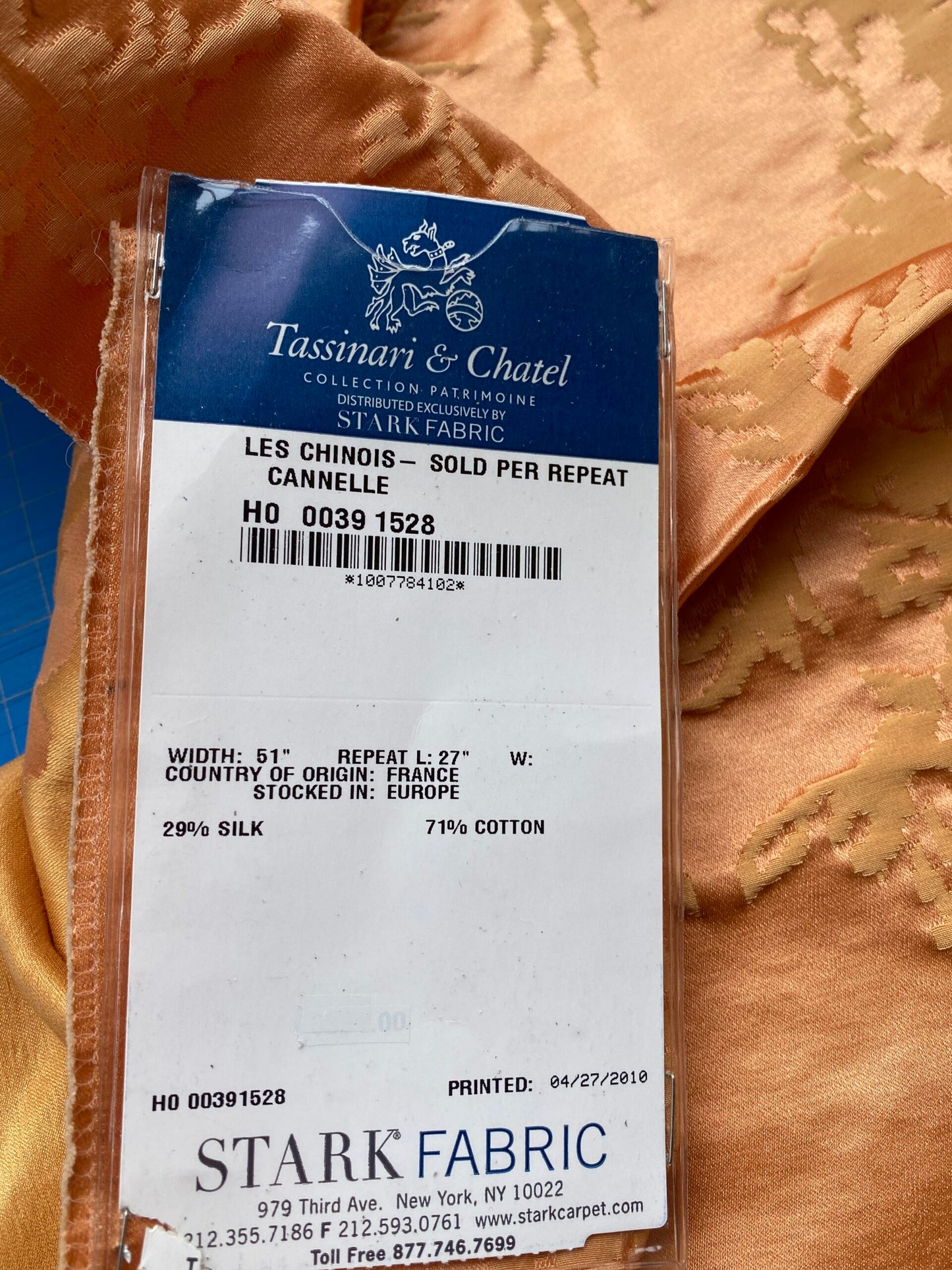 58 Berkbox101 Square Silky by Tassinari and Chatel Les Chinois Cannelle Orange Chinoiserie Historic MSRP USD 700+/y