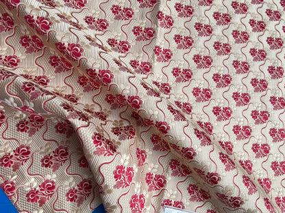 63 Berkbox101 Square Silk by Tassinari and Chatel Carmontel Rouge Red Beige Small Scale Floral Historic MSRP USD704/y