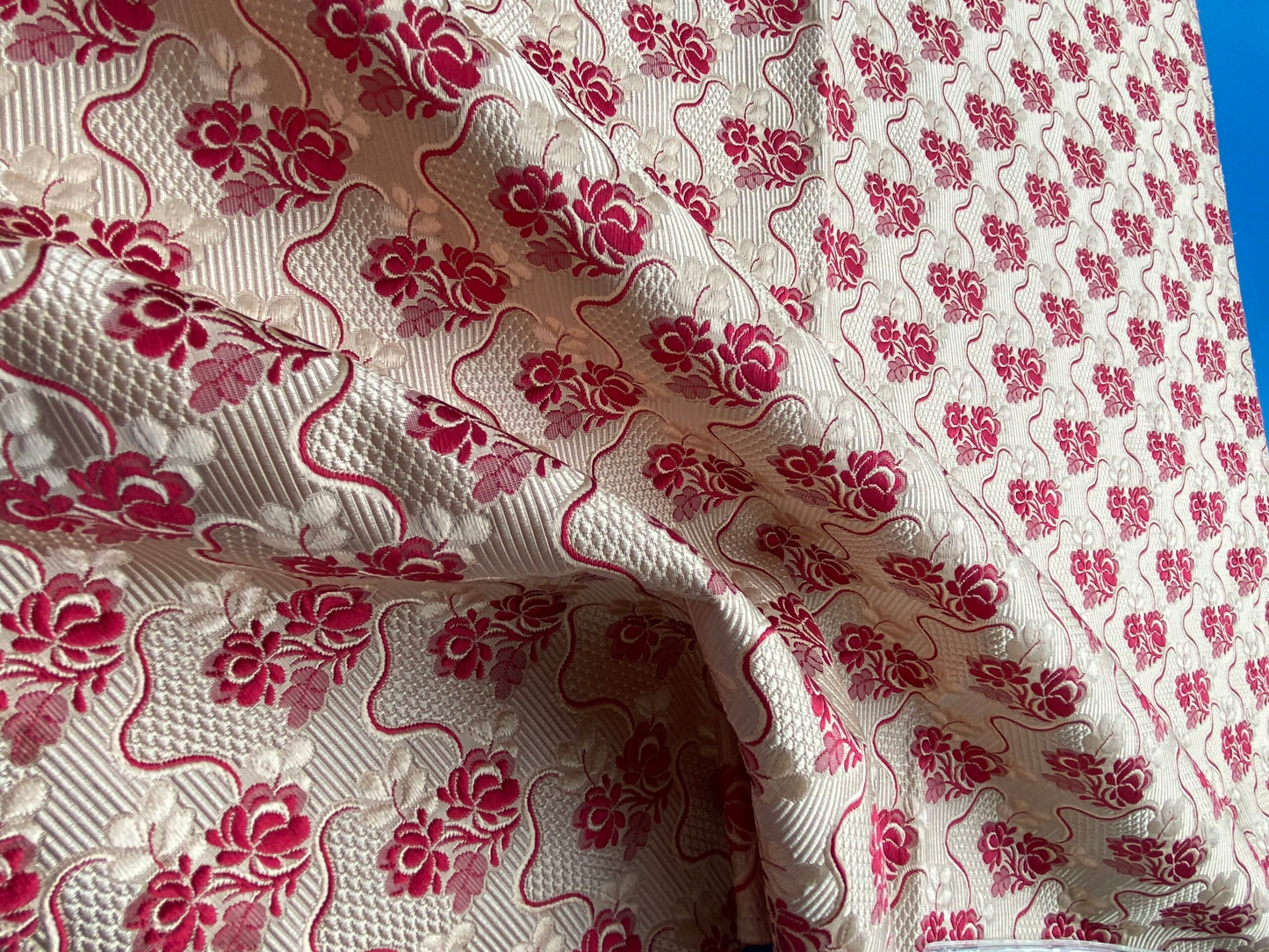 63 Berkbox101 Square Silk by Tassinari and Chatel Carmontel Rouge Red Beige Small Scale Floral Historic MSRP USD704/y