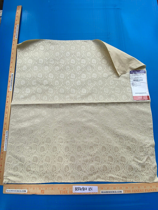 64 Berkbox101 Square Silky by Tassinari and Chatel Pommes De Pin Creme White Cream Botanical Foliage Historic MSRP USD976/y