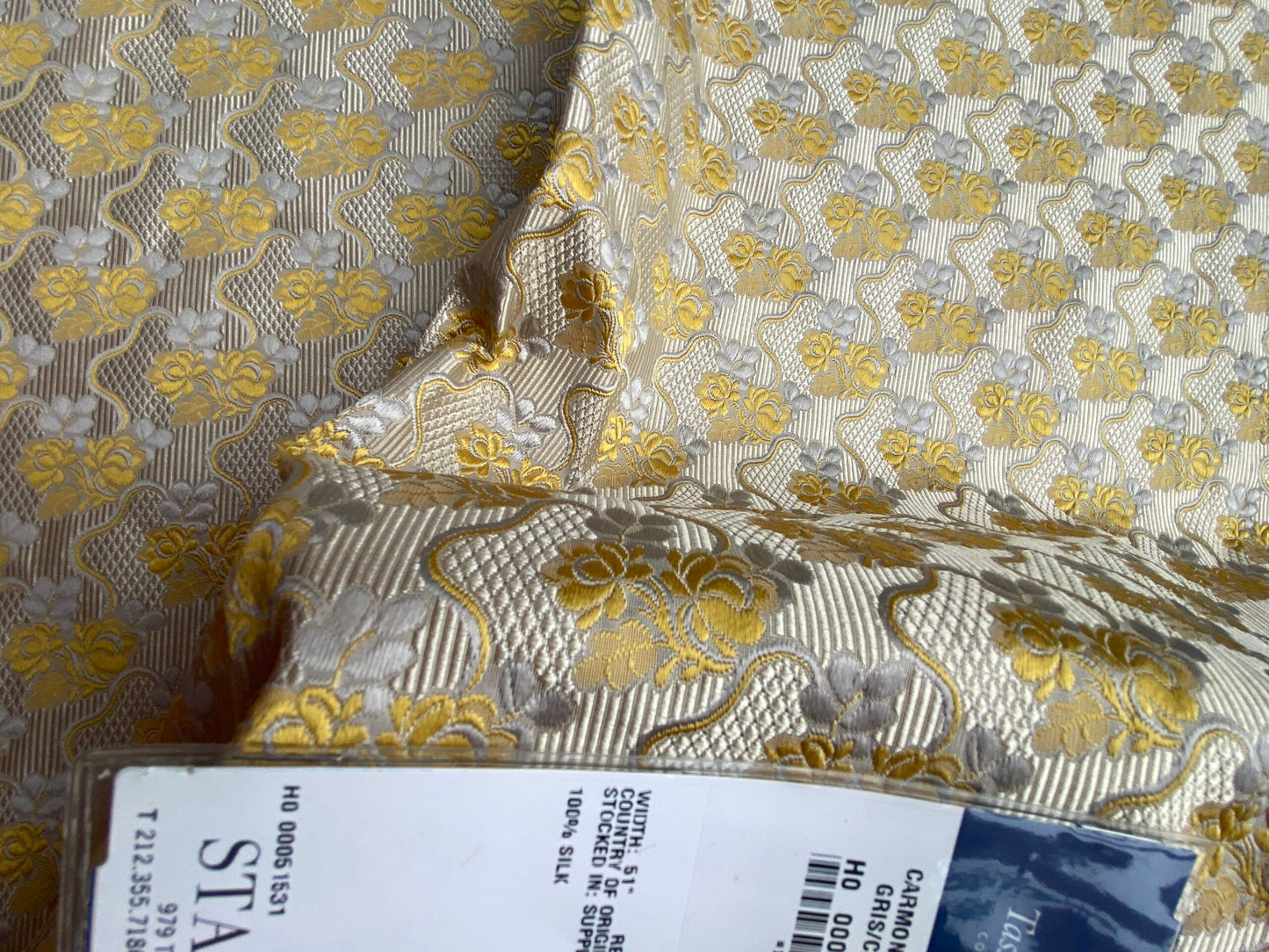 65 Berkbox101 Square Silk by Tassinari and Chatel Carmontel Gris Creme Small Scale Floral Historic MSRP USD704/y