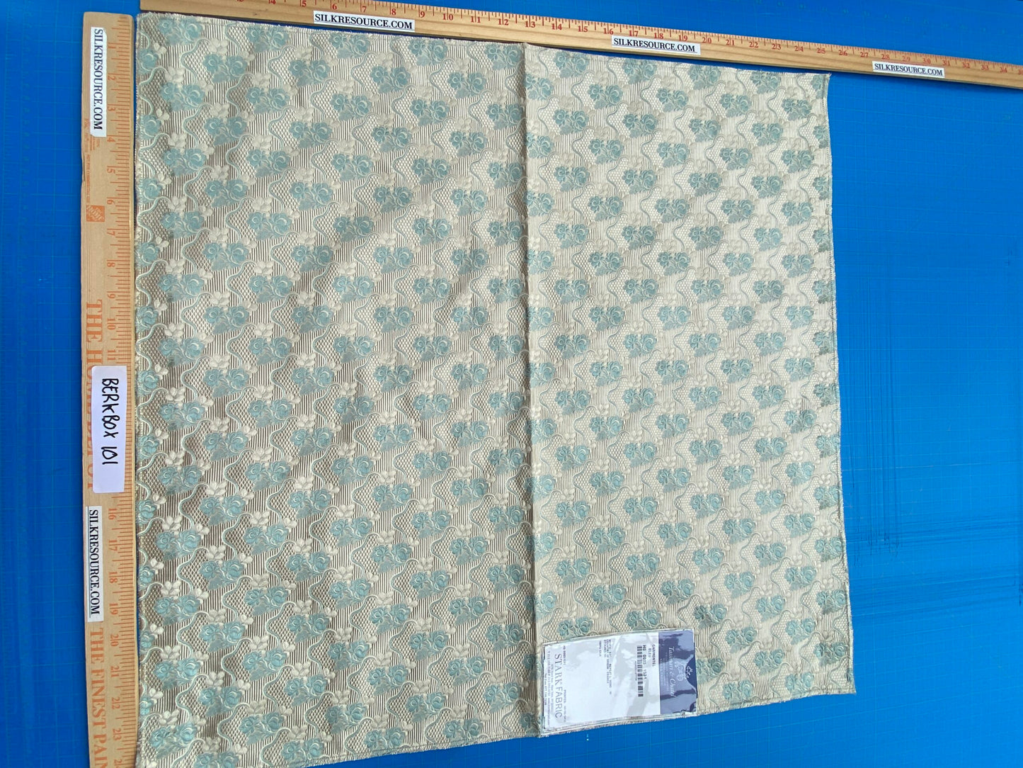 66 Berkbox101 Square Silk by Tassinari and Chatel Carmontel Bleu Blue Cream Small Scale Floral Historic MSRP USD704/y