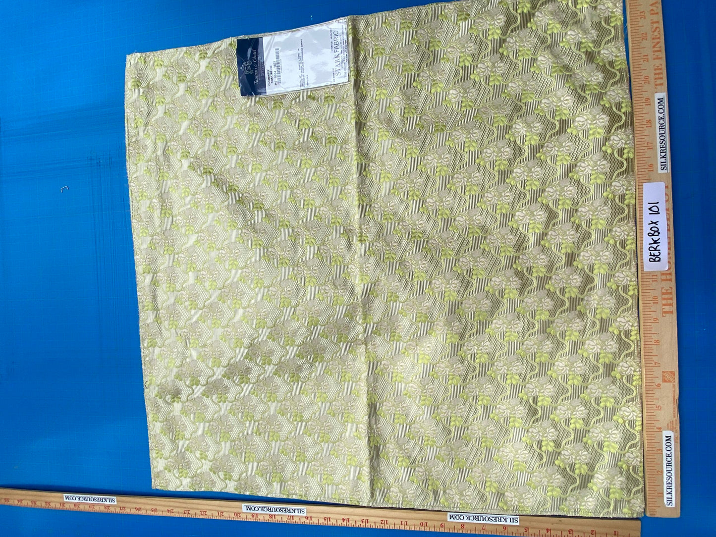 67 Berkbox101 Square Silk by Tassinari and Chatel Carmontel Chartreuse Yellow Green Beige Small Scale Floral Historic MSRP USD704/y