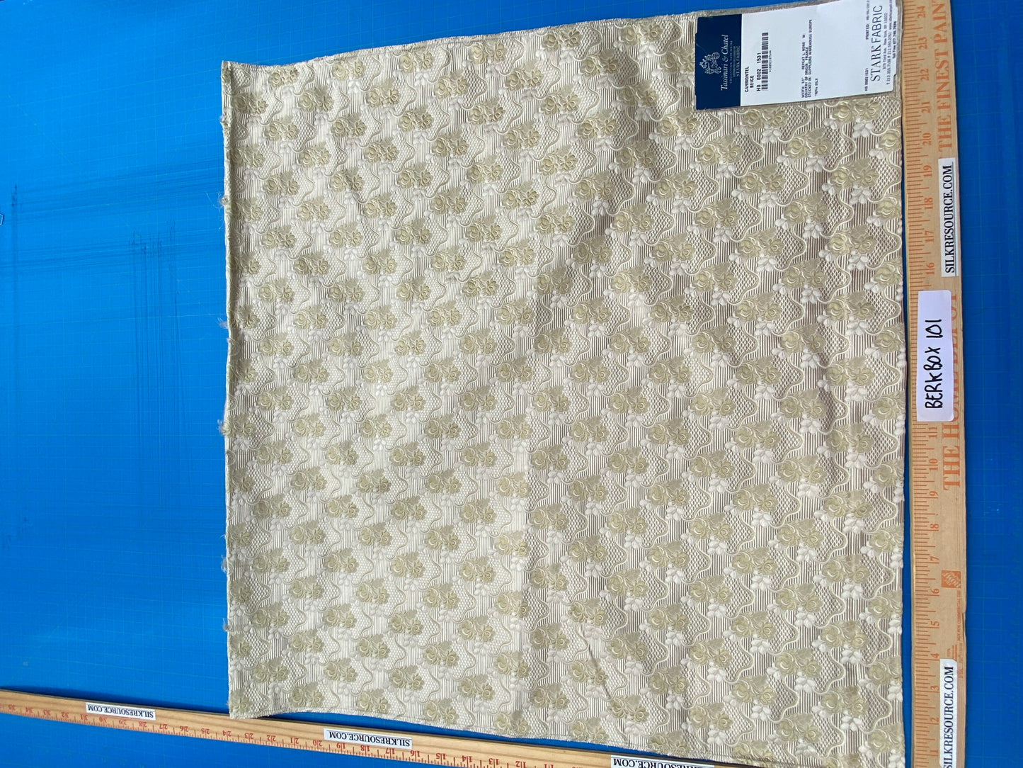 68 Berkbox101 Square Silk by Tassinari and Chatel Carmontel Beige Small Scale Floral Historic MSRP USD704/y