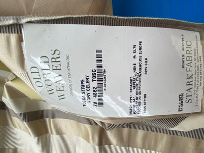 70 Berkbox101 Square Silky by Old World Weavers Tosca Stripe Ivory Celery Brown Silk Stripe MSRP USD 300+/y