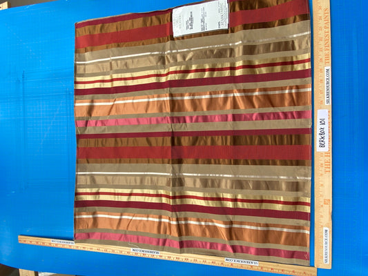 71 Berkbox101 Square Silky by Old World Weavers Tosca Stripe Berry Taupe Red Brown Silk Stripe MSRP USD 300+/y
