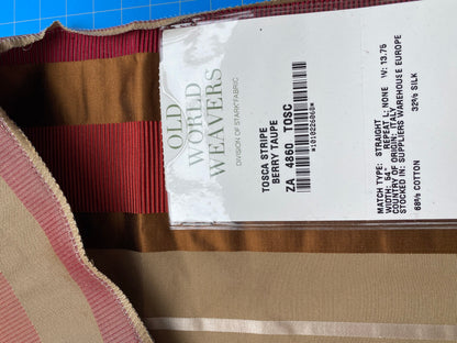 71 Berkbox101 Square Silky by Old World Weavers Tosca Stripe Berry Taupe Red Brown Silk Stripe MSRP USD 300+/y