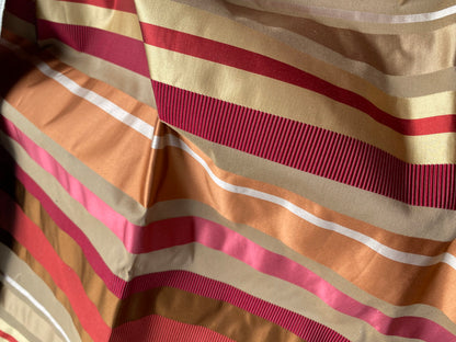 71 Berkbox101 Square Silky by Old World Weavers Tosca Stripe Berry Taupe Red Brown Silk Stripe MSRP USD 300+/y