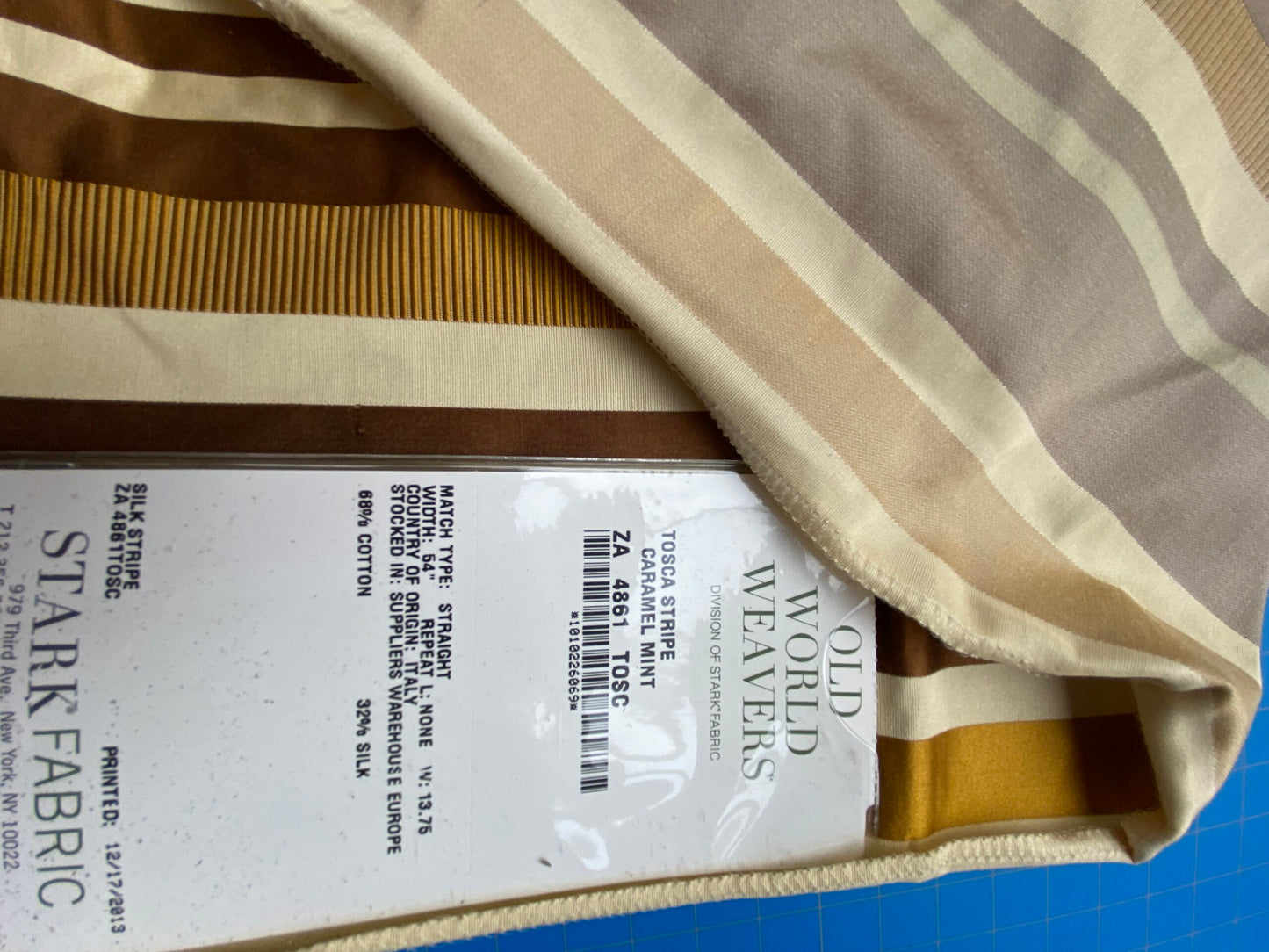 72 Berkbox101 Square Silky by Old World Weavers Tosca Stripe Caramel Mint Silk Stripe MSRP USD 300+/y