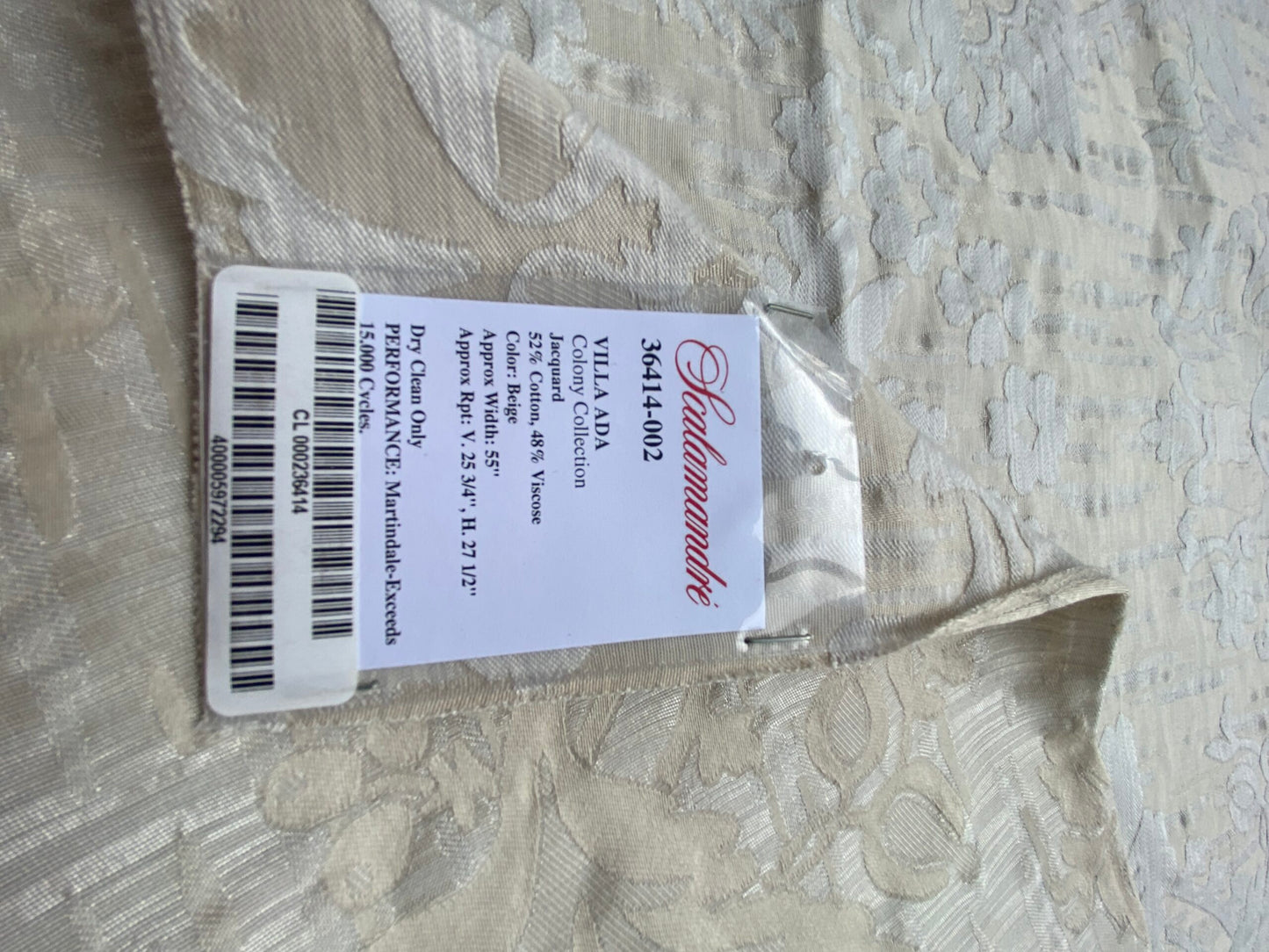 74 Berkbox101 Square Jacquard by Scalamandre Villa Ada Beige Damask MSRP USD 300+/y