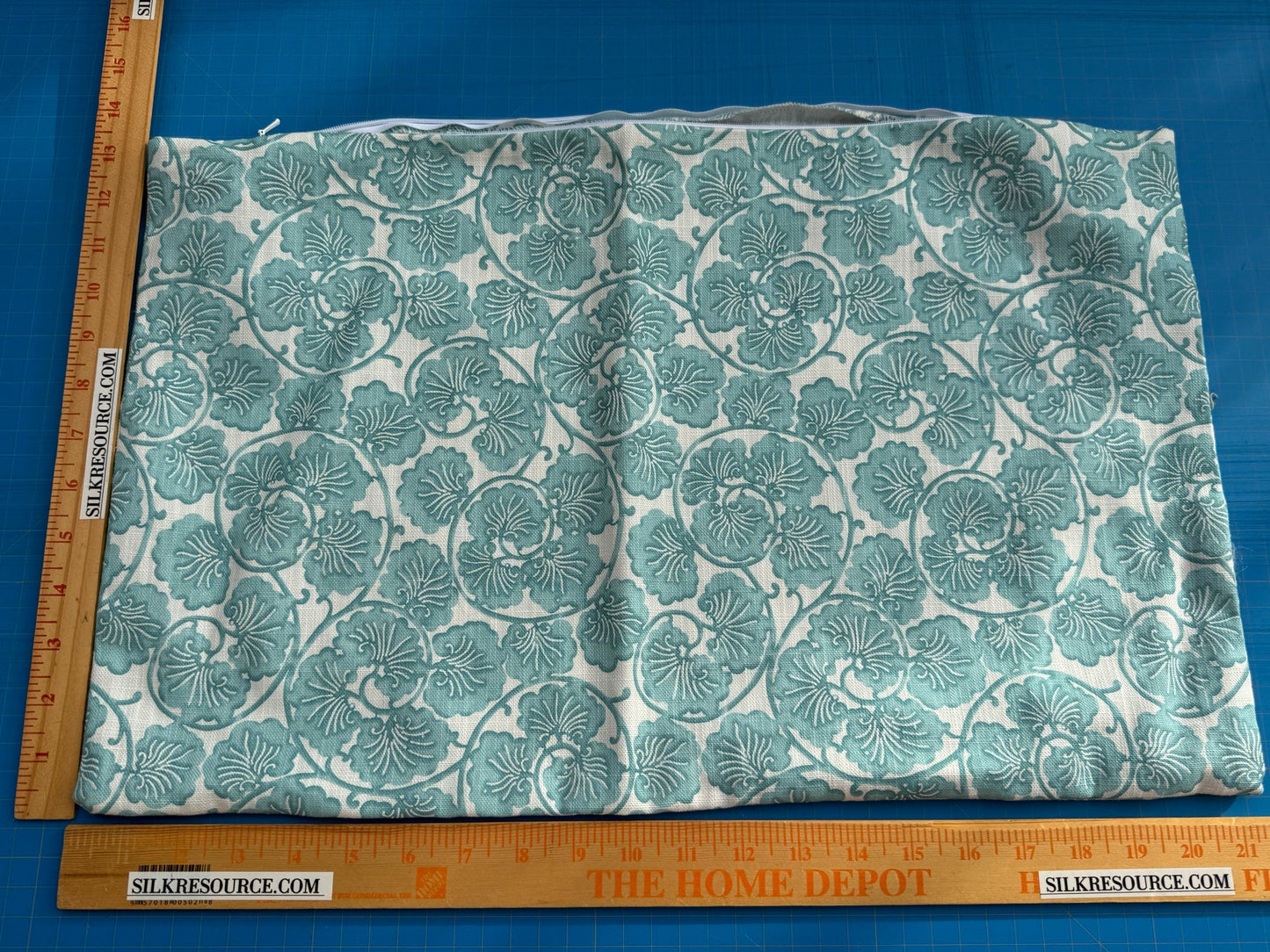 Pillow Case only 14″x 22″ Scalamandre Hinson Colorpop May Turquoise White Linen Botanical Foliage MSRP USD 418/y