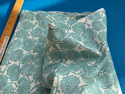 Pillow Case only 14″x 22″ Scalamandre Hinson Colorpop May Turquoise White Linen Botanical Foliage MSRP USD 418/y