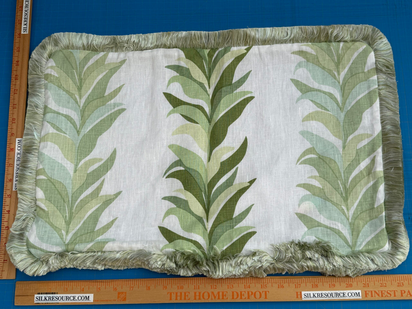 Pillow Case only 16″x 24″ Scalamandre Hinson Colorpop Chira Island Leaf Green White Linen Botanical Foliage MSRP USd318/y