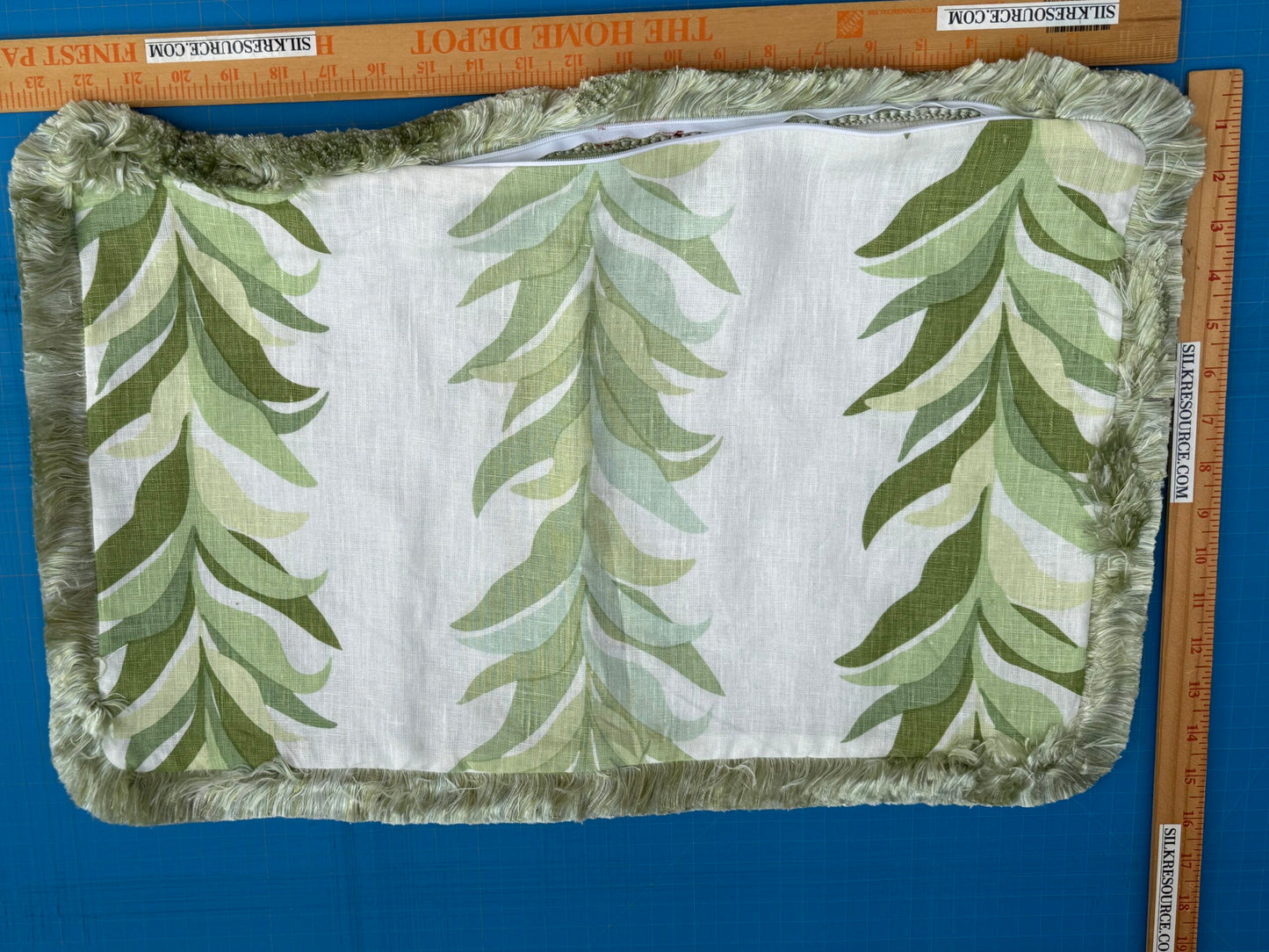 Pillow Case only 16″x 24″ Scalamandre Hinson Colorpop Chira Island Leaf Green White Linen Botanical Foliage MSRP USd318/y