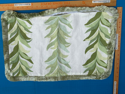 Pillow Case only 16″x 24″ Scalamandre Hinson Colorpop Chira Island Leaf Green White Linen Botanical Foliage MSRP USd318/y