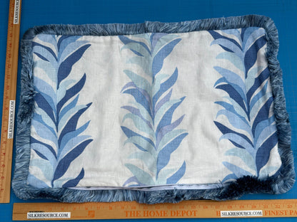 Pillow Case only 16″x 24″ Scalamandre Hinson Colorpop Chira Island Blue Marine White Linen Botanical Foliage MSRP USD 318/y
