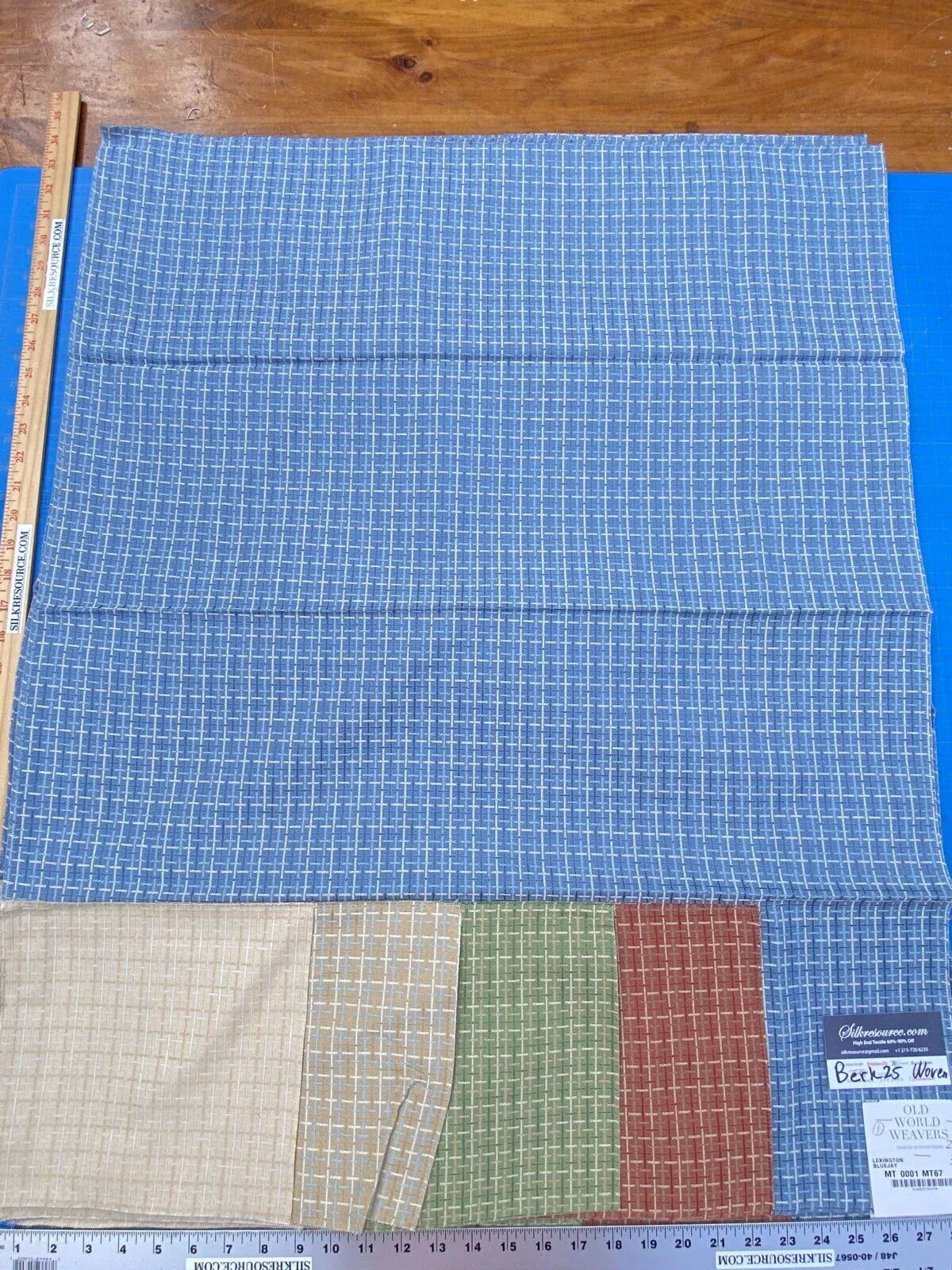7 Berkbox25 Scalamandre Woven Lexington Bluejay Plaid Blue MSRP USD202/Y 27x34"