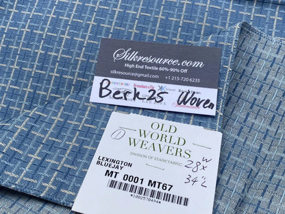 7 Berkbox25 Scalamandre Woven Lexington Bluejay Plaid Blue MSRP USD202/Y 27x34"