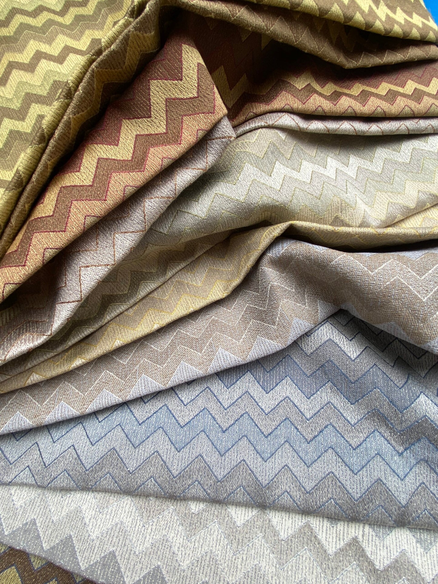 2 Berkbox102 Square Jacquard by Scalamandre Polluce Blue Mauve Brown Lampas Chevron 26"x26" 9 Pieces in Different Colorways MSRP USD300+/y