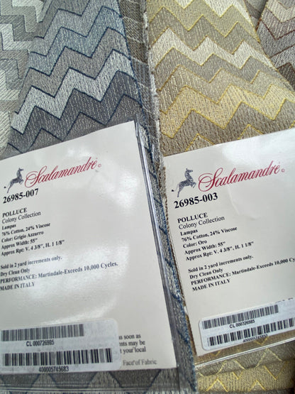 2 Berkbox102 Square Jacquard by Scalamandre Polluce Blue Mauve Brown Lampas Chevron 26"x26" 9 Pieces in Different Colorways MSRP USD300+/y