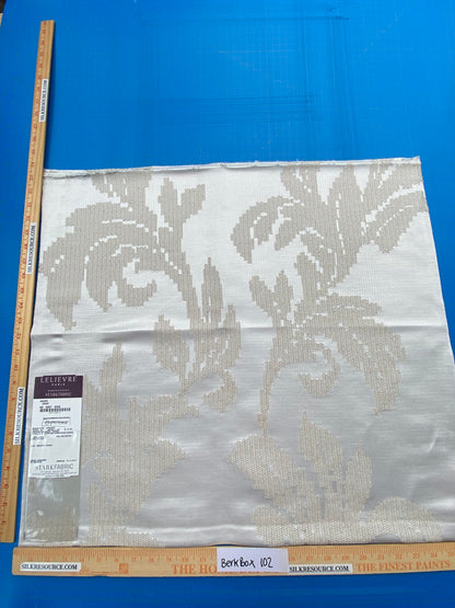 3 Berkbox102 Square Jacquard by Lelievre Paris Asuka Craie Gray Botanical Foliage MSRP USD688/y