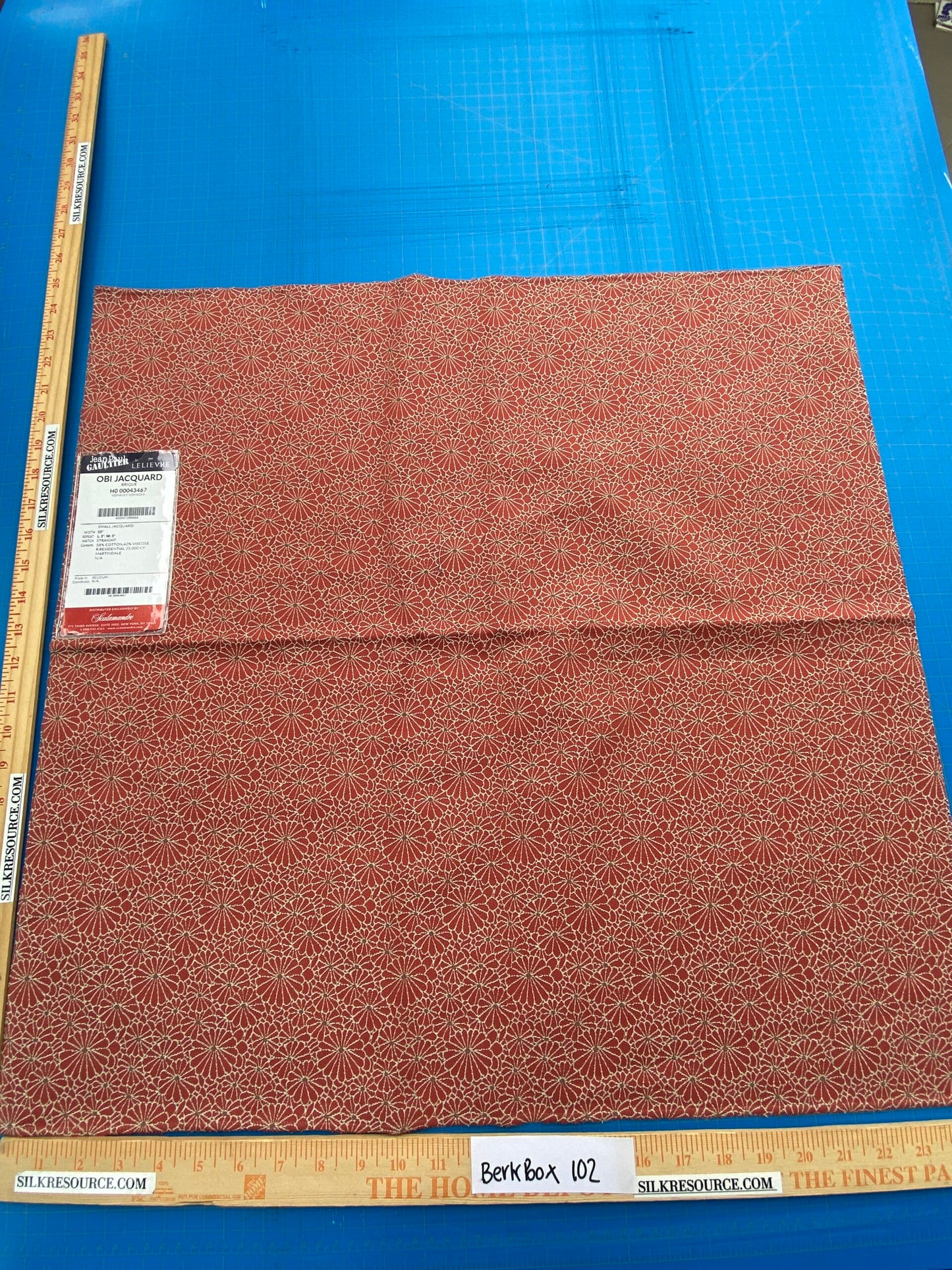 10 Berkbox102 Square Jacquard by Lelievre Paris Obi Jacquard Brique Red Botanical Small Scale Texture Polyester MSRP USD300+/y