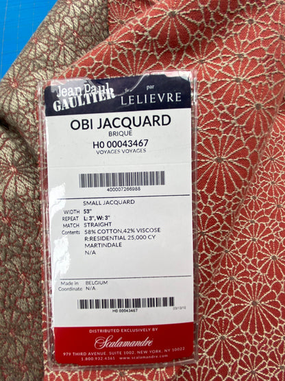 10 Berkbox102 Square Jacquard by Lelievre Paris Obi Jacquard Brique Red Botanical Small Scale Texture Polyester MSRP USD300+/y