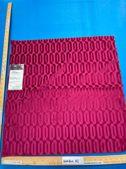 12 Berkbox102 Square Velvet by Lelievre Typo Framboise Pink Cut Velvet Geometric Graphic Polyester MSRP USD 474/y