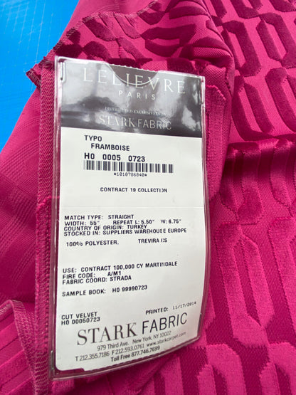 12 Berkbox102 Square Velvet by Lelievre Typo Framboise Pink Cut Velvet Geometric Graphic Polyester MSRP USD 474/y