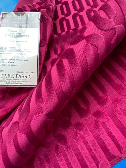 12 Berkbox102 Square Velvet by Lelievre Typo Framboise Pink Cut Velvet Geometric Graphic Polyester MSRP USD 474/y