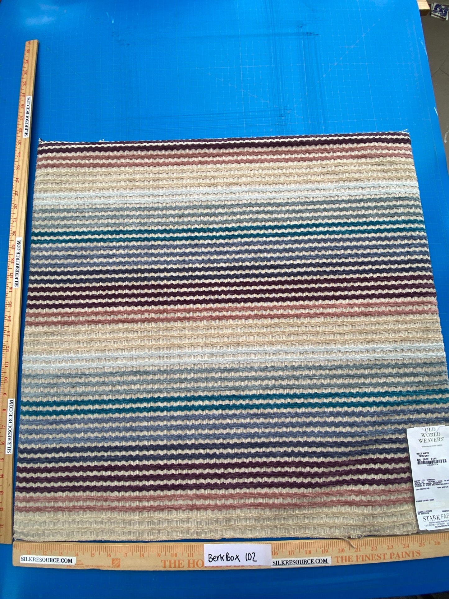 15 Berkbox102 Square Jacquard by Old World Weavers Next Wave Peri Sky Chenille Stripe Ombre MSRP USD 272/y
